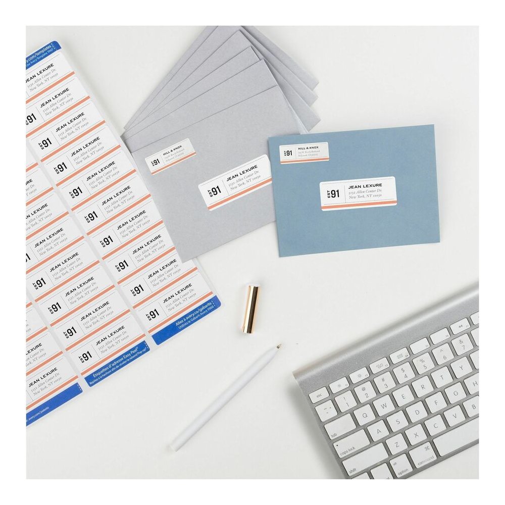 Avery&reg; Easy Peel Address Labels - 1" Width x 2 5/8" Length - Permanent Adhesive - Rectangle - Laser - Matte - White - Paper - 30 / Sheet - 250 Total Sheets - 7500 Total Label(s) - 7500 / Box. Picture 3