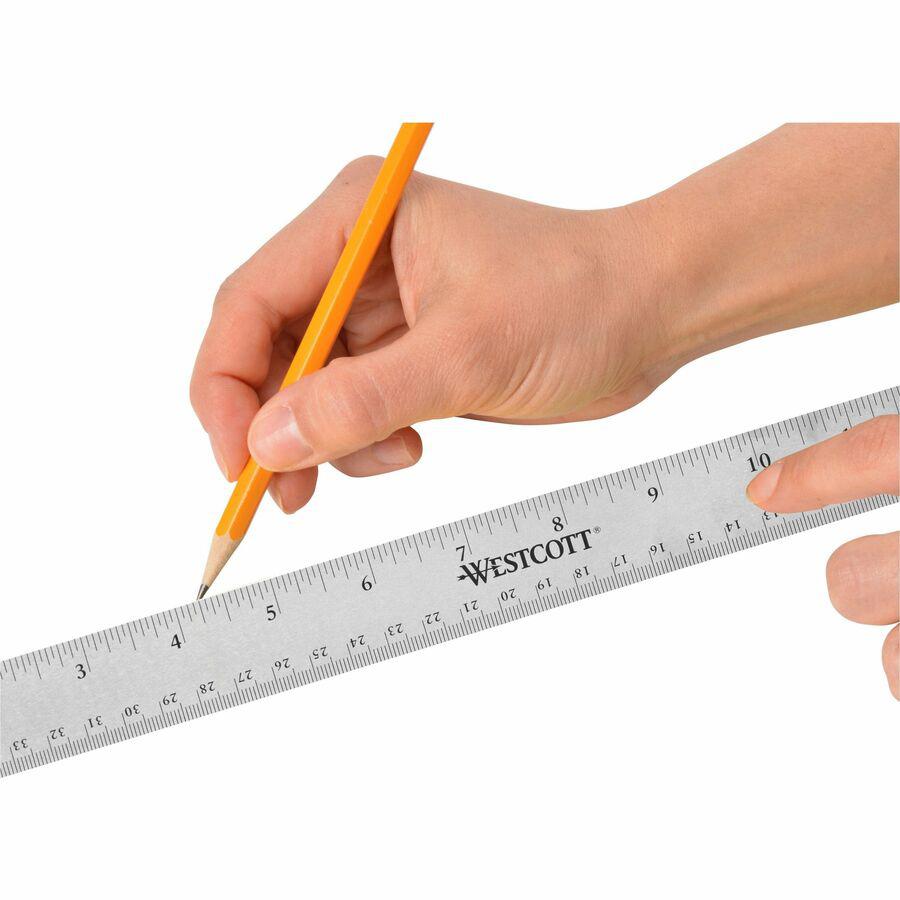 Westcott Stainless Steel Rulers - 15" Length 1" Width - 1/16, 1/32 Graduations - Metric, Imperial Measuring System - Stainless Steel - 1 Each - Stainless Steel. Picture 2