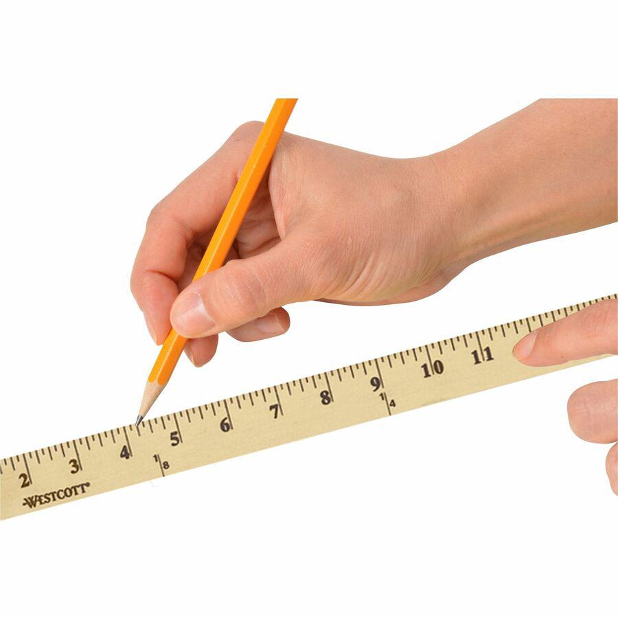 Westcott Wood Yardstick - 36" Length 1" Width - 1/8 Graduations - Imperial Measuring System - Wood - 1 Each - Blue. Picture 2