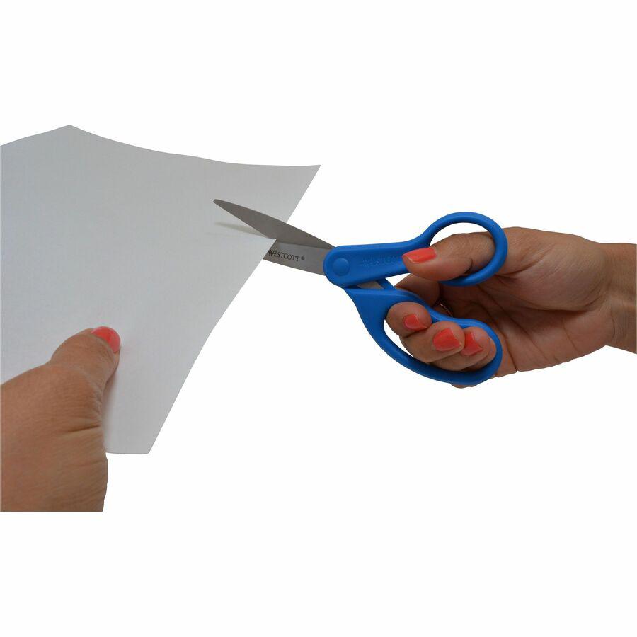 Westcott 8" Straight All Purpose Scissors - 3.50" Cutting Length - 8" Overall Length - Straight-left/right - Stainless Steel - Pointed Tip - Stainless Steel - 1 Each. Picture 2