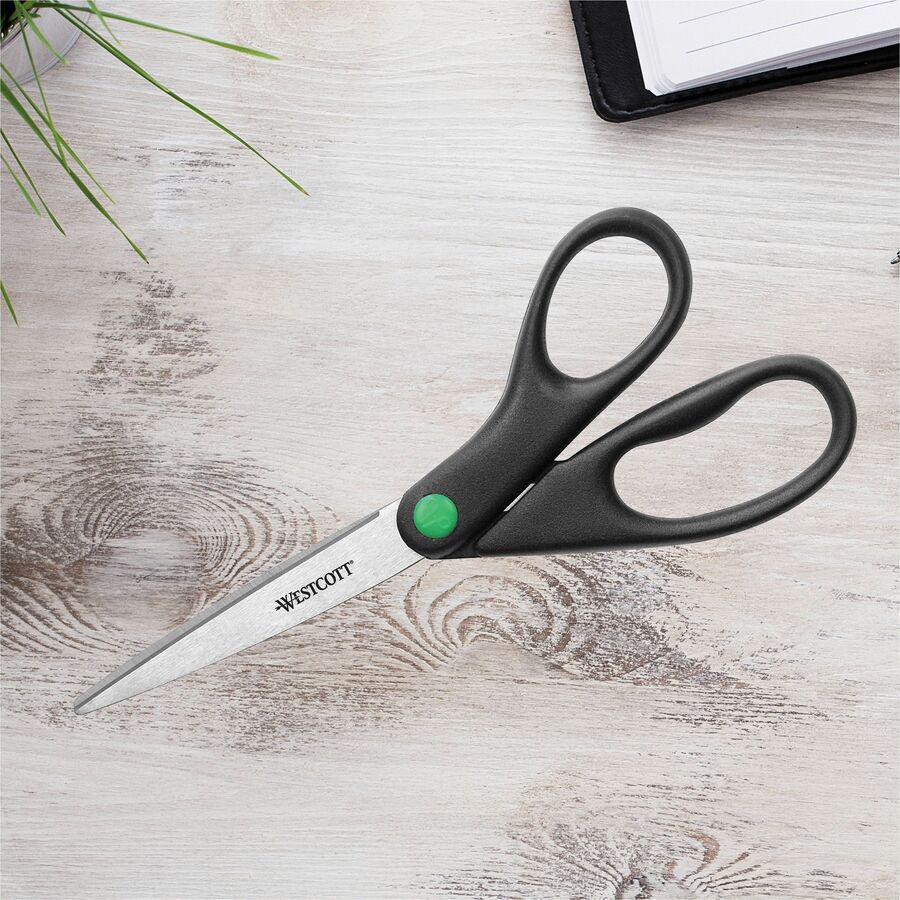 Westcott Kleenearth Scissors - 3.25" Cutting Length - 8" Overall Length - Straight-left/right - Stainless Steel - Pointed Tip - Black - 1 Each. Picture 2