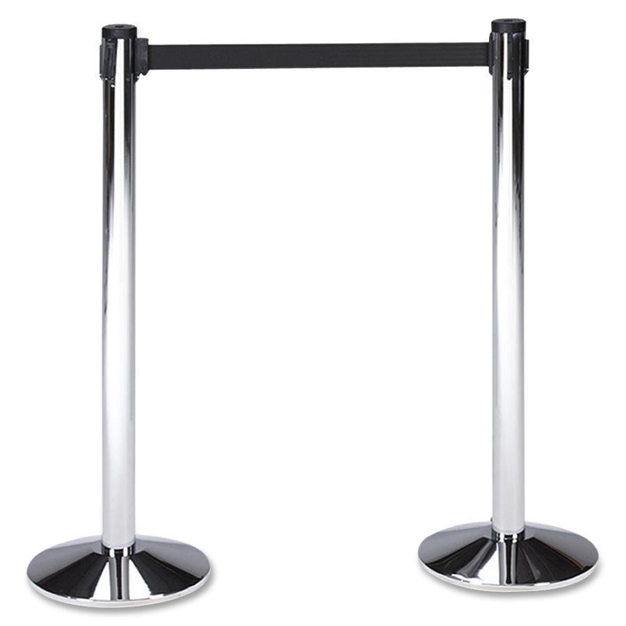 Tatco Adjusta-Tape Stanchion Flat Base - Chrome - Cast Iron - 2 / Box. Picture 3