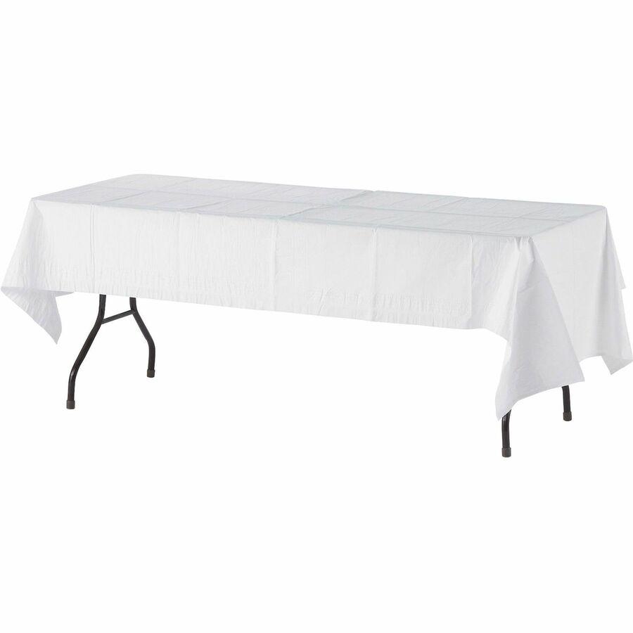 Tatco White Paper Rectangular Tablecovers - 108" Length x 54" Width - Paper - White - 20 / Carton. Picture 2