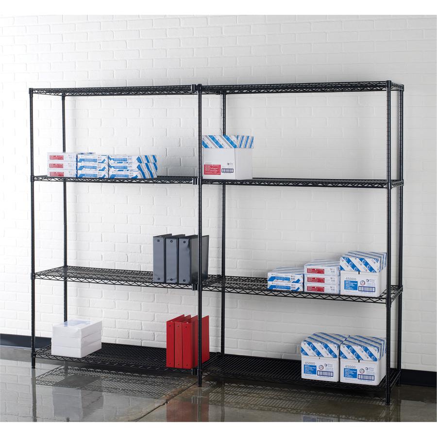 Lorell Industrial Wire Starter Shelving Unit - 4 Shelf(ves) - 4 Tier(s) - 72" Height x 36" Width x 18" Depth - Powder Coated - Black - Steel - 1 Each. Picture 2