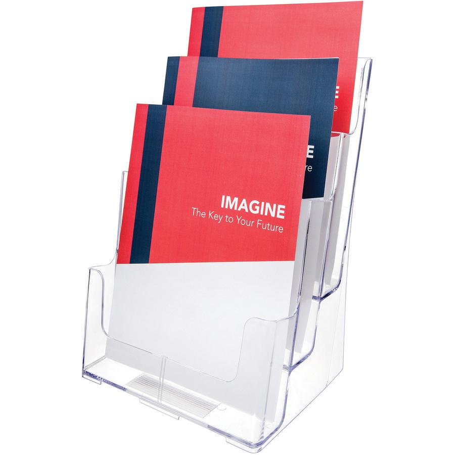 Deflecto Multi-Compartment DocuHolder - 3 Compartment(s) - 3 Tier(s) - 12.6" Height x 9.5" Width x 6.3" DepthDesktop - Magazine Size - Clear - Plastic - 1 Each. Picture 2