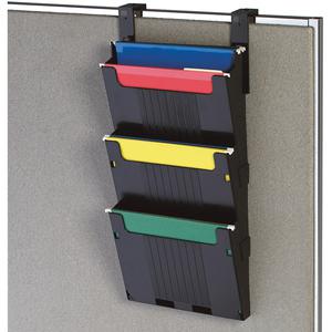 Deflecto Partition Pocket System - 3 Pocket(s) - 25" Height x 12.6" Width x 3.9" Depth - Black - 3 / Set. Picture 3