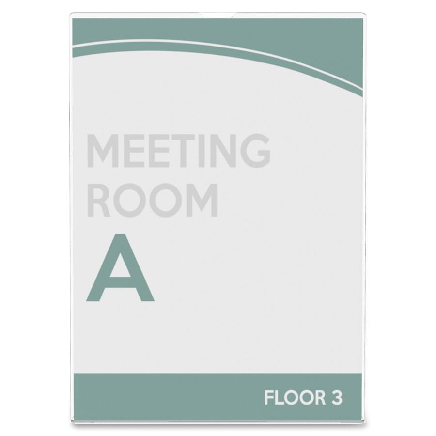 Deflecto Superior Image Slanted Sign Holders - 1 Each - 11" Width x 8.5" Height - Top Loading - Plastic - Clear. Picture 9