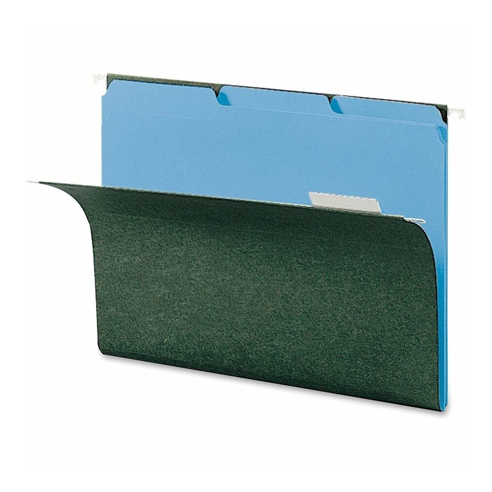Smead 1/3 Tab Cut Letter Recycled Interior File Folder - 8 1/2" x 11" - 3/4" Expansion - Top Tab Location - Assorted Tab Position - 11 pt. - 1 Plys - Paper - Blue - 10% Recycled - 100 / Box. Picture 7