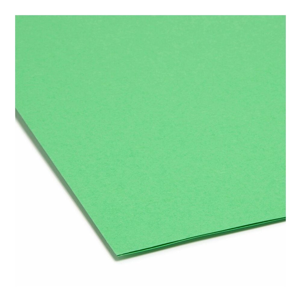 Smead Colored 1/3 Tab Cut Letter Recycled Top Tab File Folder - 8 1/2" x 11" - 3/4" Expansion - Top Tab Location - Assorted Tab Position - 11 pt. - 2 Plys - Green - 10% Recycled - 100 / Box. Picture 5