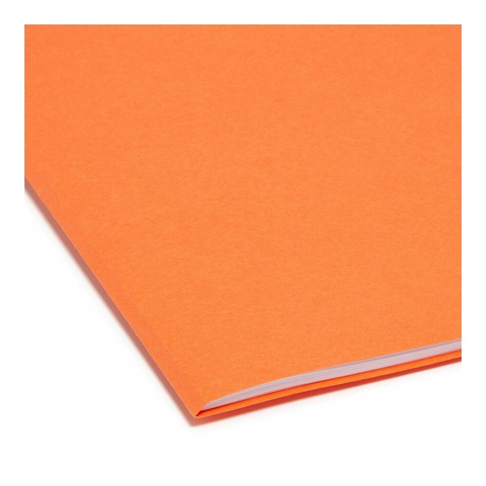Smead Colored Straight Tab Cut Letter Recycled Top Tab File Folder - 8 1/2" x 11" - 3/4" Expansion - 11 pt. - 2 Plys - Orange - Reinforced Tab - 10% Recycled - 100 / Box. Picture 6