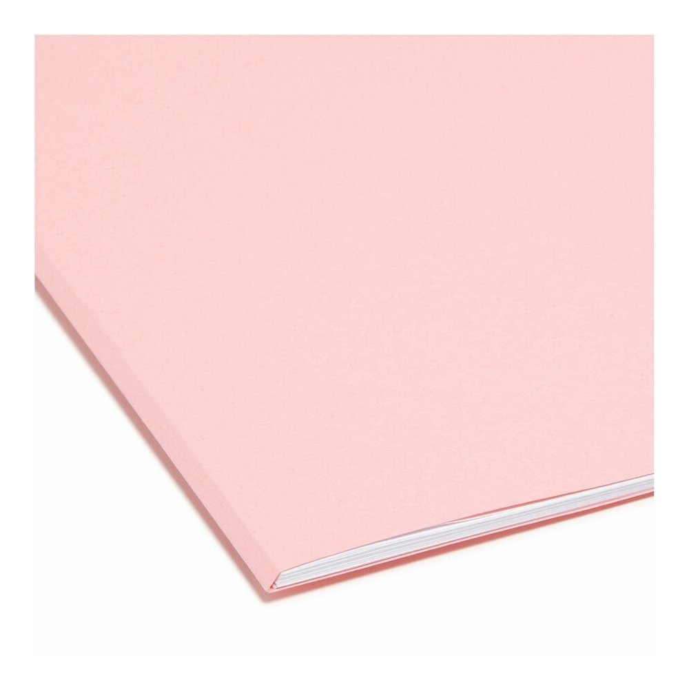 Smead Colored 1/3 Tab Cut Letter Recycled Top Tab File Folder - 8 1/2" x 11" - 3/4" Expansion - Top Tab Location - Assorted Tab Position - 11 pt. - 1 Plys - Pink - Rounded Corner - 10% Recycled - 100 . Picture 6