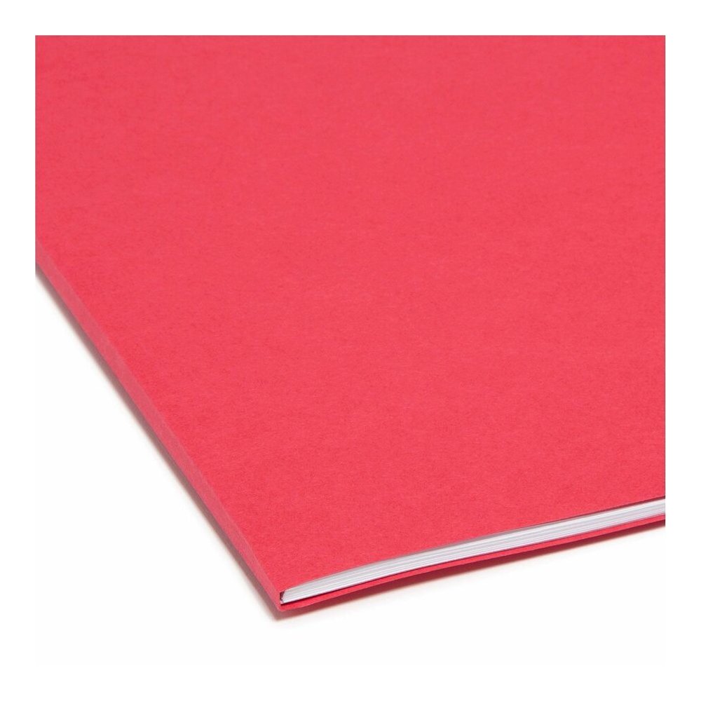 Smead Colored Straight Tab Cut Letter Recycled Top Tab File Folder - 8 1/2" x 11" - 3/4" Expansion - 11 pt. - 2 Plys - Red - 10% Recycled - 100 / Box. Picture 6