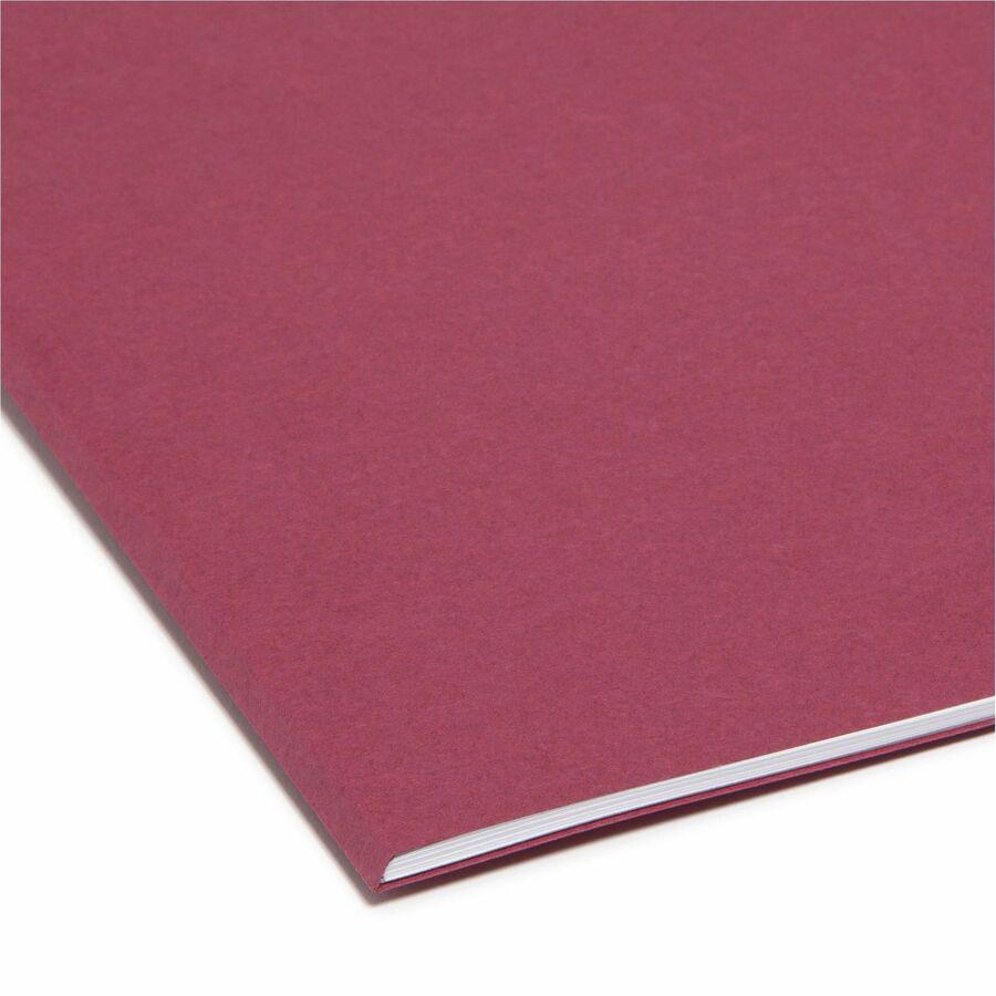 Smead Colored 1/3 Tab Cut Letter Recycled Top Tab File Folder - 8 1/2" x 11" - 3/4" Expansion - Top Tab Location - Assorted Position Tab Position - Maroon - 10% Recycled - 100 / Box. Picture 2