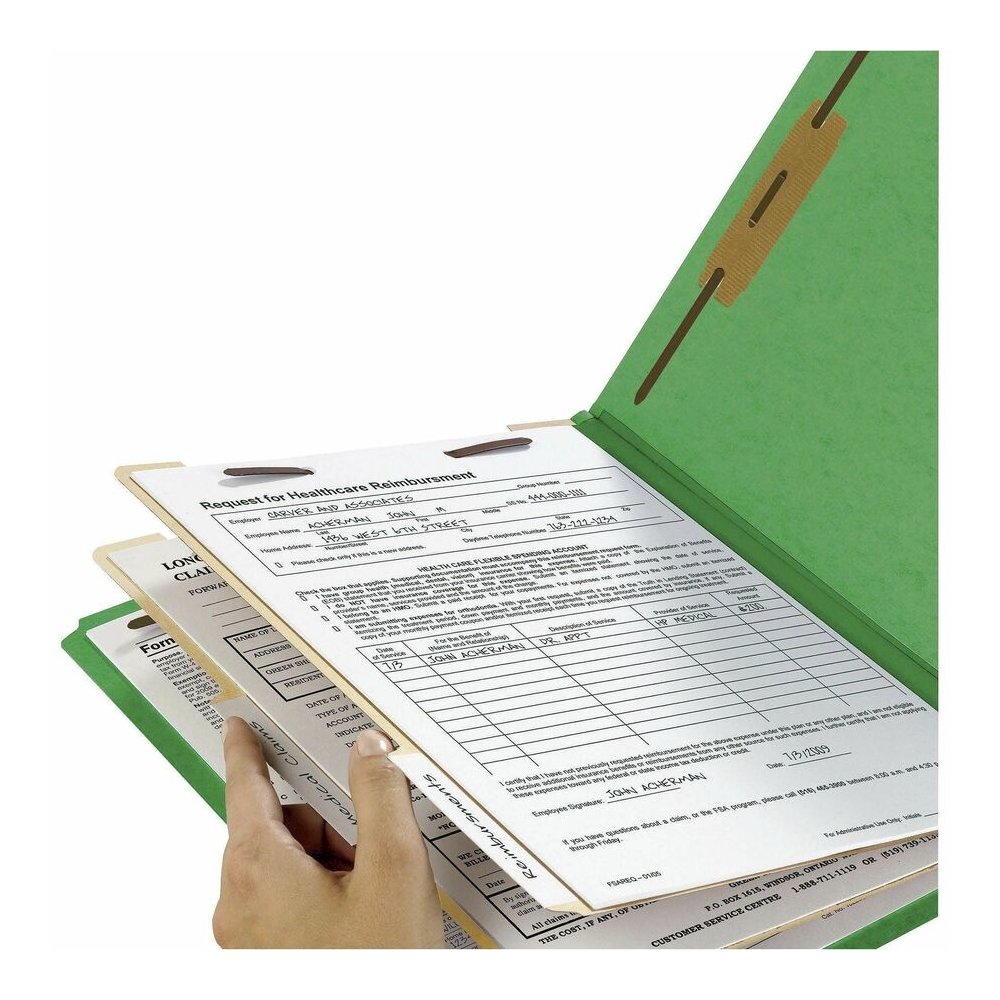 Smead Colored 2/5 Tab Cut Letter Recycled Classification Folder - 8 1/2" x 11" - 2" Expansion - 2 x 2B Fastener - 2" for Folder - Top Tab Location - Right of Center Tab Position - 2 Divider - 14 pt. -. Picture 6