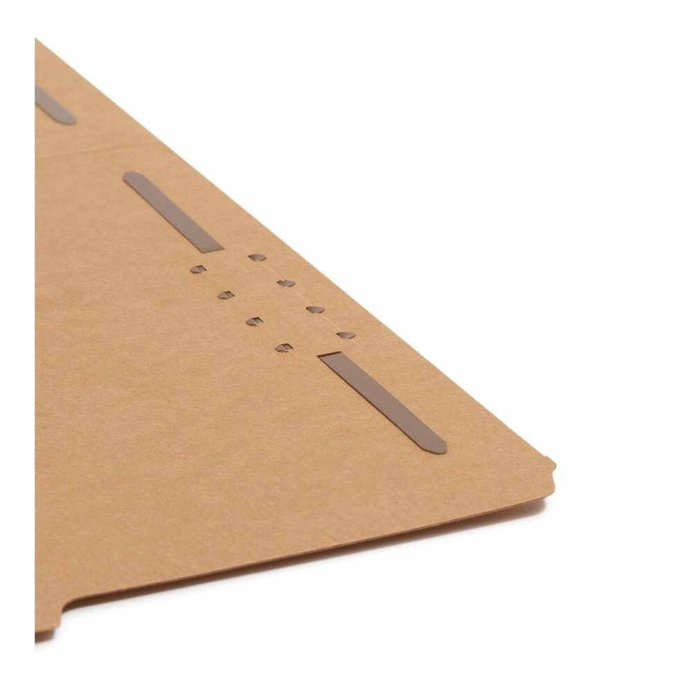 Smead 2/5 Tab Cut Letter Recycled Fastener Folder - 8 1/2" x 11" - 3/4" Expansion - 2 x 2K Fastener - 2" for Folder - Top Tab Location - Right of Center Tab Position - 11 pt. - 2 Plys - Kraft - Reinfo. Picture 7
