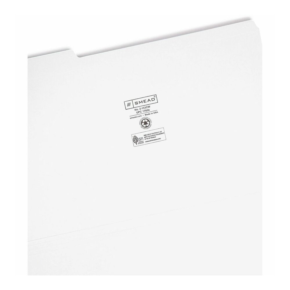 Smead Colored 1/3 Tab Cut Legal Recycled Top Tab File Folder - 8 1/2" x 14" - 3/4" Expansion - Top Tab Location - Assorted Tab Position - 11 pt. - 2 Plys - White - 10% Recycled - 100 / Box. Picture 5