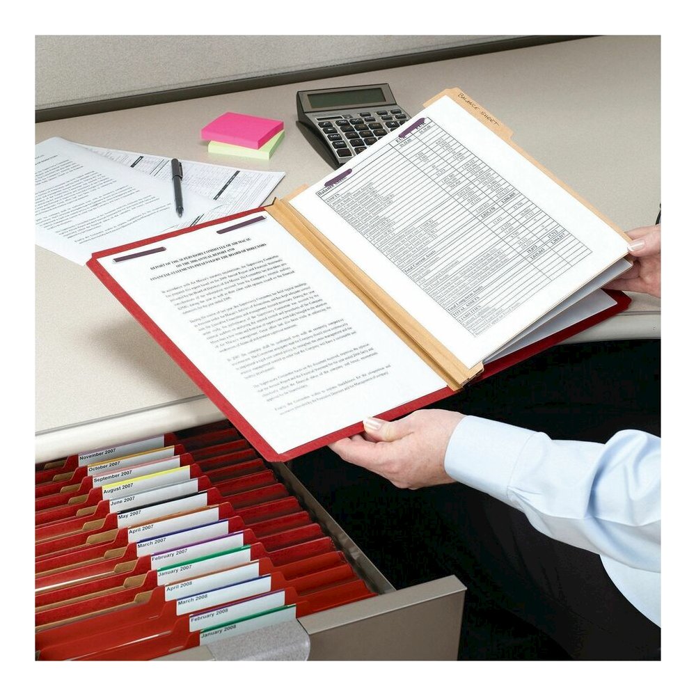 Smead SafeSHIELD 2/5 Tab Cut Legal Recycled Classification Folder - 8 1/2" x 14" - 2" Expansion - 2 x 2S Fastener - 2" for Folder - Top Tab Location - Right of Center Tab Position - 1 Divider - 25 pt.. Picture 5