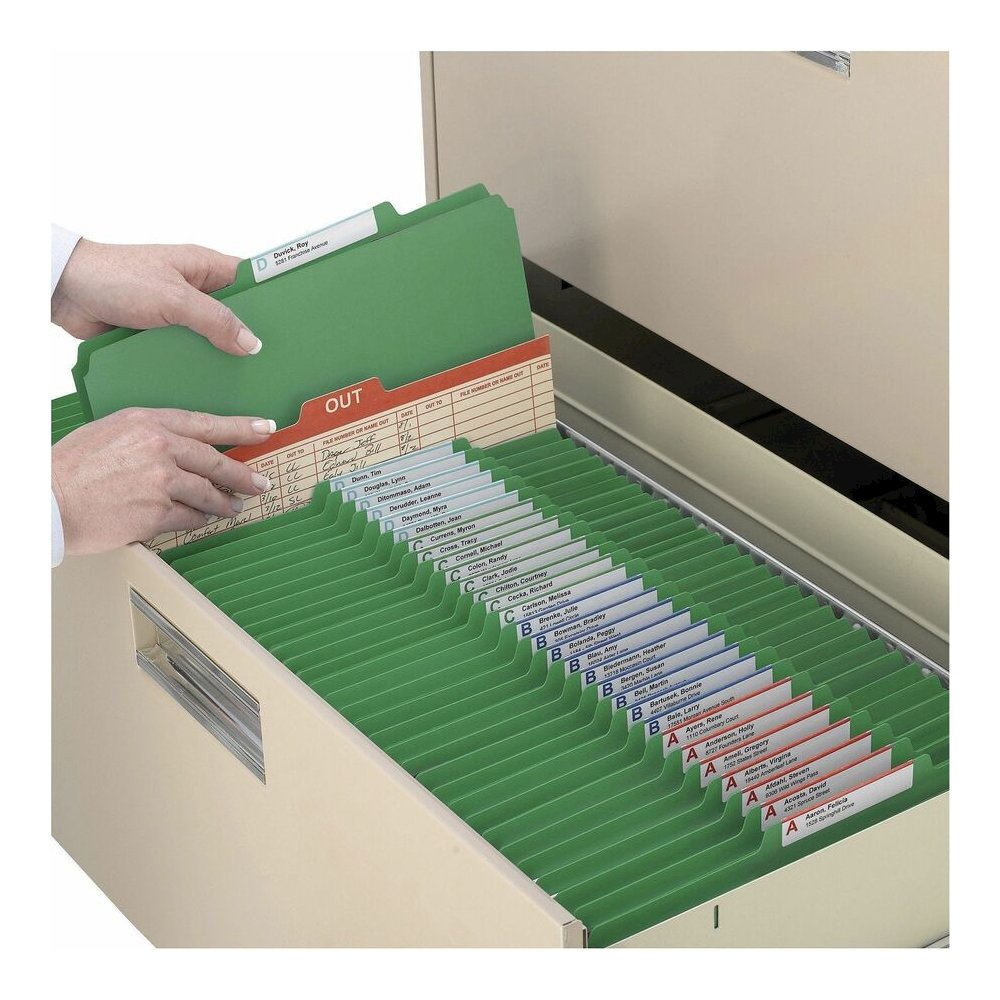 Smead SafeSHIELD 2/5 Tab Cut Legal Recycled Classification Folder - 8 1/2" x 14" - 2" Expansion - 2 x 2S Fastener - 2" for Folder - Top Tab Location - Right of Center Tab Position - 1 Divider - 25 pt.. Picture 6