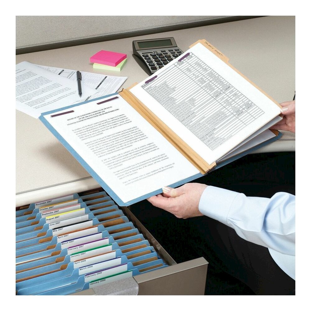 Smead SafeSHIELD 2/5 Tab Cut Legal Recycled Classification Folder - 8 1/2" x 14" - 3" Expansion - 2 x 2S Fastener - 2" for Folder - Top Tab Location - Right of Center Tab Position - 3 Divider - 25 pt.. Picture 8