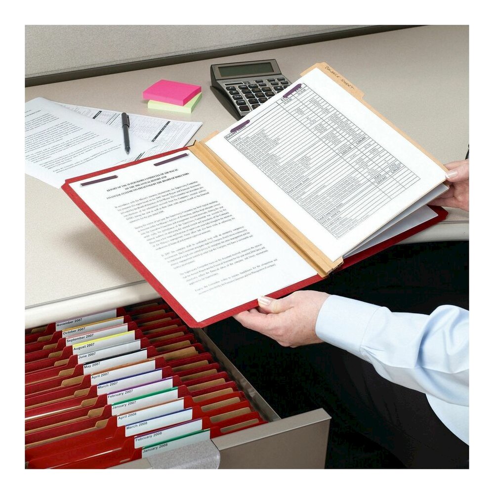 Smead SafeSHIELD 2/5 Tab Cut Legal Recycled Classification Folder - 8 1/2" x 14" - 3" Expansion - 2 x 2S Fastener - 2" for Folder - Top Tab Location - Right of Center Tab Position - 3 Divider - 25 pt.. Picture 8