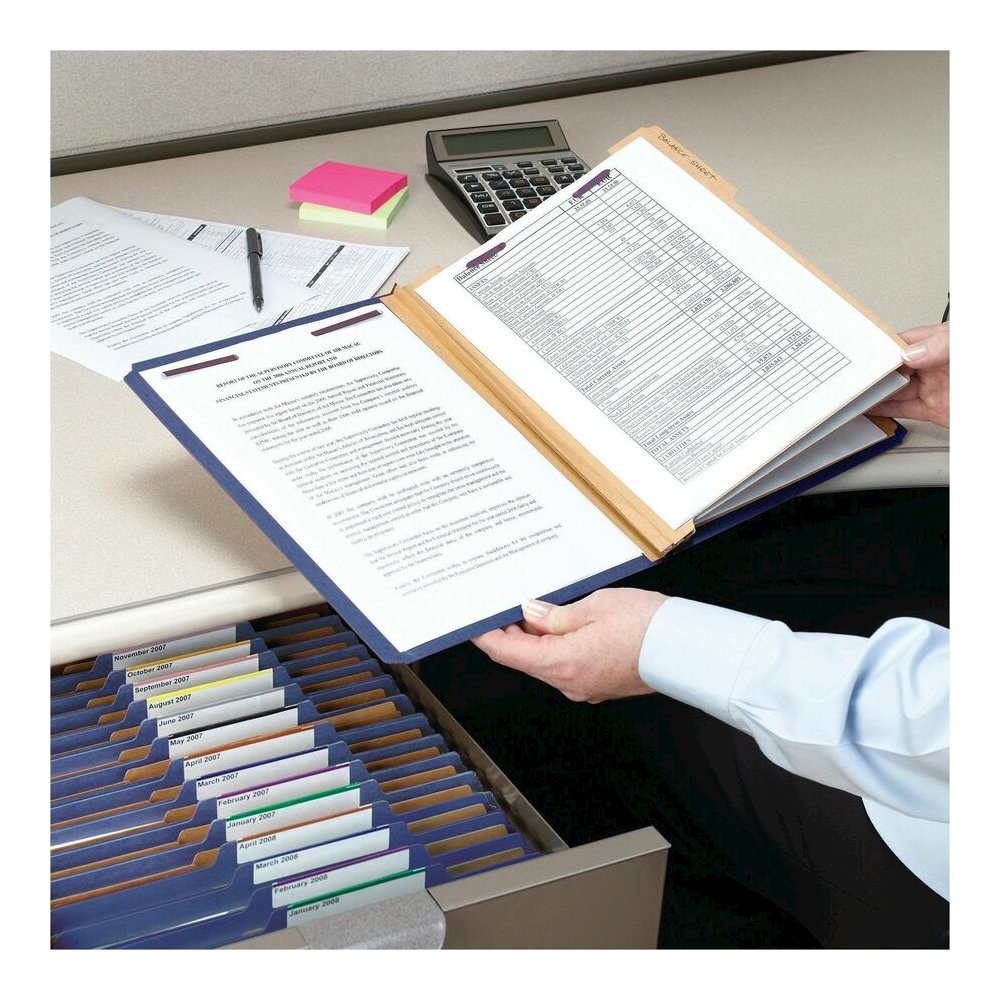 Smead SafeSHIELD 2/5 Tab Cut Legal Recycled Classification Folder - 8 1/2" x 14" - 3" Expansion - 2 x 2S Fastener - 2" for Folder - Top Tab Location - Right of Center Tab Position - 3 Divider - 25 pt.. Picture 8
