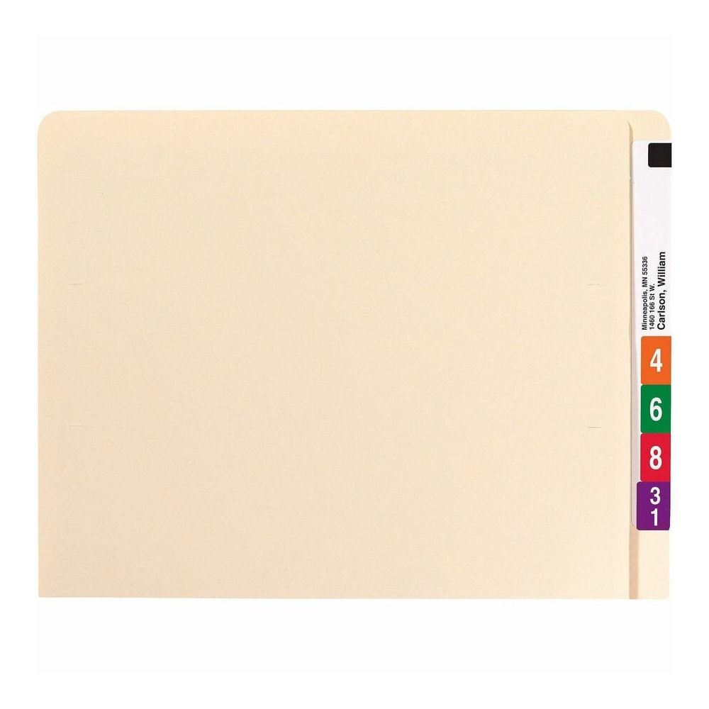 Smead Straight Tab Cut Letter Recycled End Tab File Folder - 8 1/2" x 11" - 3/4" Expansion - 14 pt. - 2 Plys - Manila - Embossed - 10% Recycled - 100 / Box. Picture 4