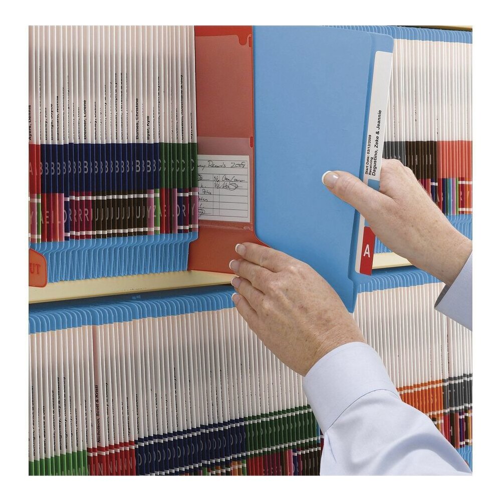 Smead Shelf-Master Straight Tab Cut Letter Recycled Fastener Folder - 8 1/2" x 11" - 3/4" Expansion - 2 x 2B Fastener - 2" for Folder - End Tab Location - 11 pt. - 2 Plys - Blue - 10% Recycled - 50 / . Picture 10