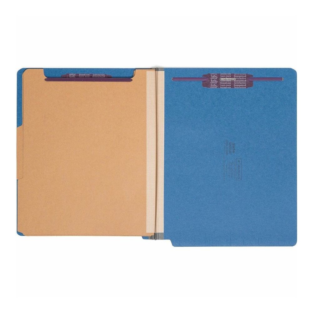 Smead Straight Tab Cut Letter Recycled Classification Folder - 8 1/2" x 11" - 2" Expansion - 2 x 2S Fastener - 2" for Folder - End Tab Location - 2 Divider - 25 pt. - Pressboard - Dark Blue - 100% Rec. Picture 4