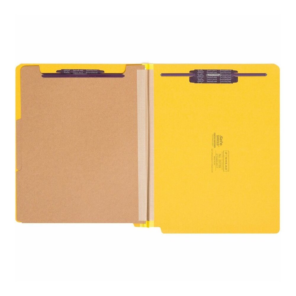 Smead Straight Tab Cut Letter Recycled Classification Folder - 8 1/2" x 11" - 2" Expansion - 2 x 2S Fastener - 2" for Folder - End Tab Location - 2 Divider - 23 pt. - Pressboard - Yellow - 100% Recycl. Picture 4