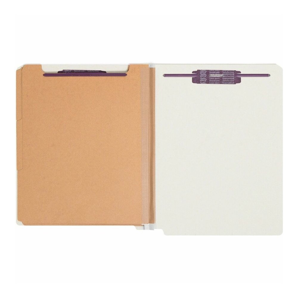 Smead Straight Tab Cut Letter Recycled Classification Folder - 8 1/2" x 11" - 3" Expansion - 2 x 2S Fastener - 2" for Folder, 1" for Divider - End Tab Location - 3 Divider - 25 pt. - Pressboard - Gray. Picture 4