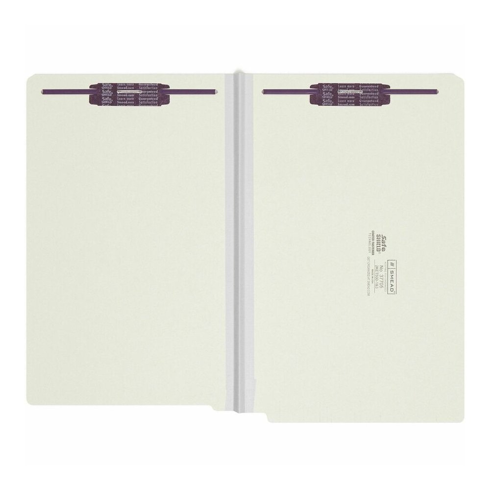 Smead Legal Recycled Fastener Folder - 8 1/2" x 14" - 1" Expansion - 2 x 2S Fastener - 2" for Folder - End Tab Location - 25 pt. - Pressboard - Gray, Green - Heavy Duty, Rounded Corner, Tear Resistant. Picture 4