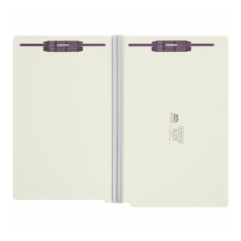 Smead Legal Recycled Fastener Folder - 8 1/2" x 14" - 3" Expansion - 2 x 2S Fastener - 2" for Folder - End Tab Location - 25 pt. - Pressboard - Gray, Green - Heavy Duty, Rounded Corner, Tear Resistant. Picture 4