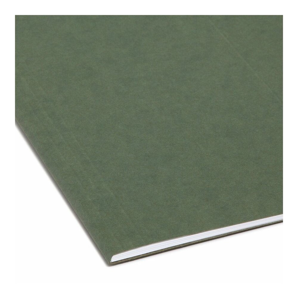 Smead 1/5 Tab Cut Letter Recycled Hanging Folder - 8 1/2" x 11" - Top Tab Location - Assorted Tab Position - 11 pt. - Vinyl - Standard Green - 10% Recycled - 25 / Box. Picture 6
