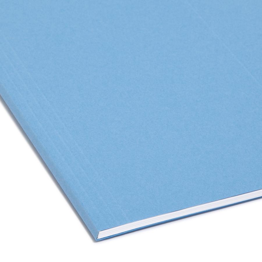 Smead Colored 1/5 Tab Cut Letter Recycled Hanging Folder - 8 1/2" x 11" - Top Tab Location - Assorted Tab Position - 11 pt. - Vinyl - Blue - 10% Recycled - 25 / Box. Picture 2