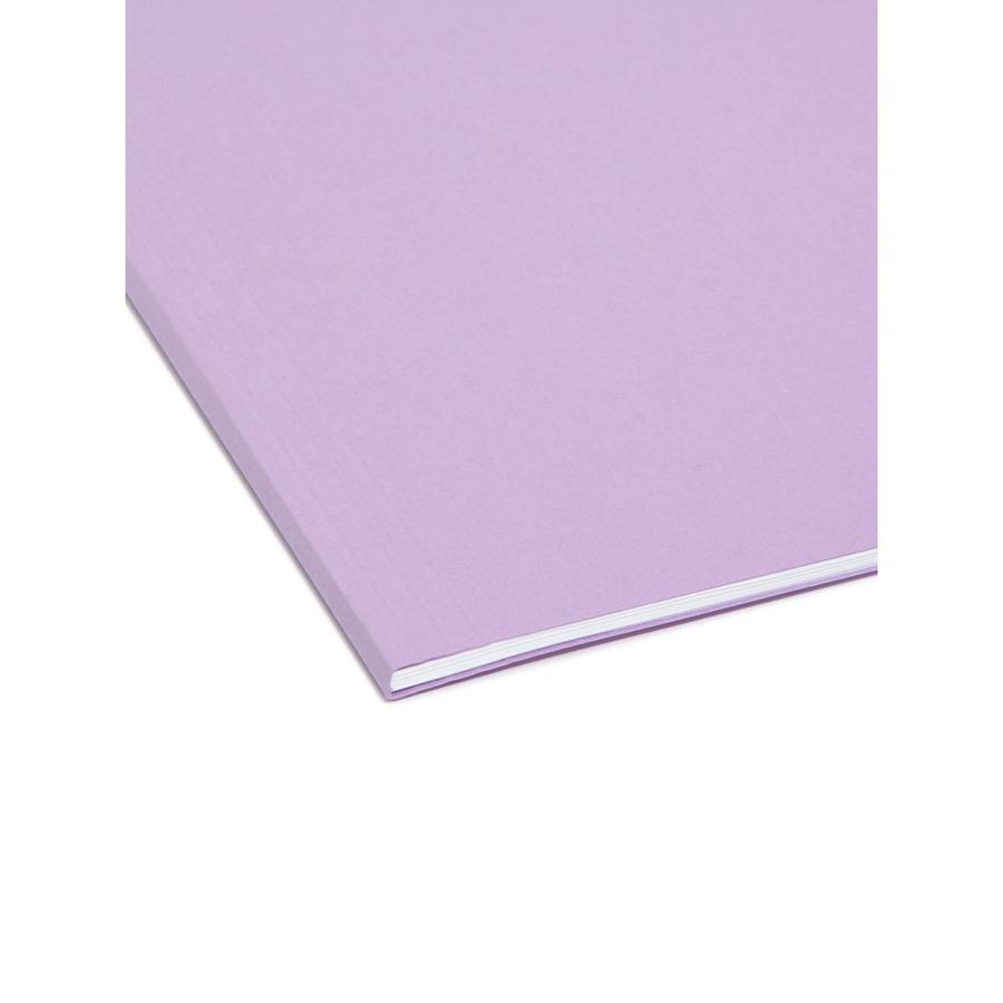 Smead Colored 1/5 Tab Cut Letter Recycled Hanging Folder - 8 1/2" x 11" - Top Tab Location - Assorted Tab Position - 11 pt. - Vinyl - Lavender - 10% Recycled - 25 / Box. Picture 2