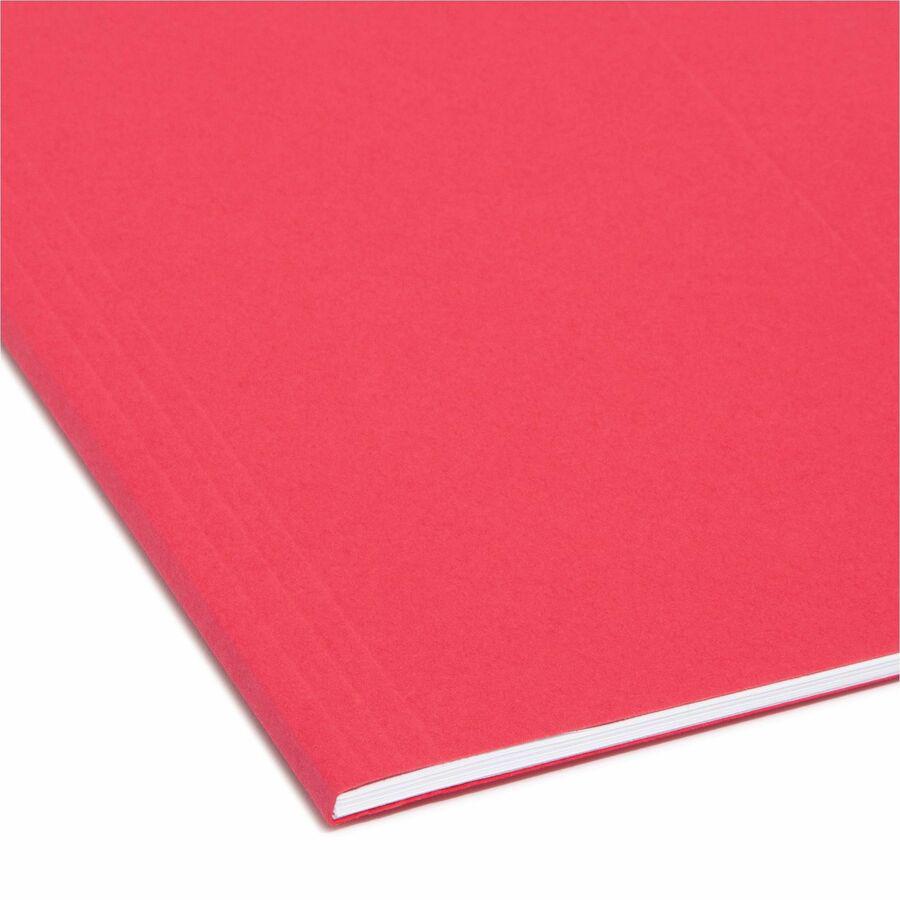 Smead Colored 1/5 Tab Cut Letter Recycled Hanging Folder - 8 1/2" x 11" - Top Tab Location - Assorted Tab Position - 11 pt. - Vinyl - Red - 10% Recycled - 25 / Box. Picture 2