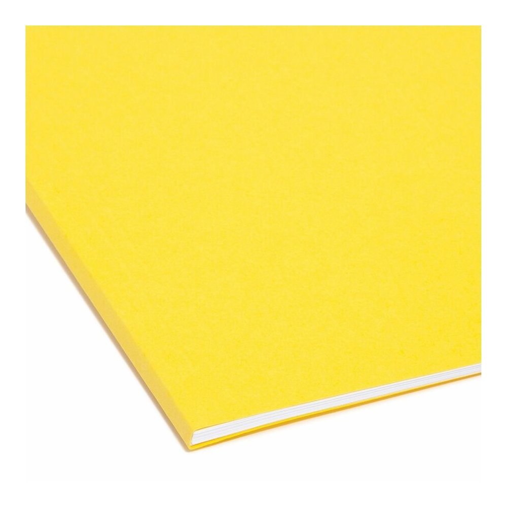 Smead Colored 1/5 Tab Cut Letter Recycled Hanging Folder - 8 1/2" x 11" - Top Tab Location - Assorted Tab Position - 11 pt. - Vinyl - Yellow - 10% Recycled - 25 / Box. Picture 6
