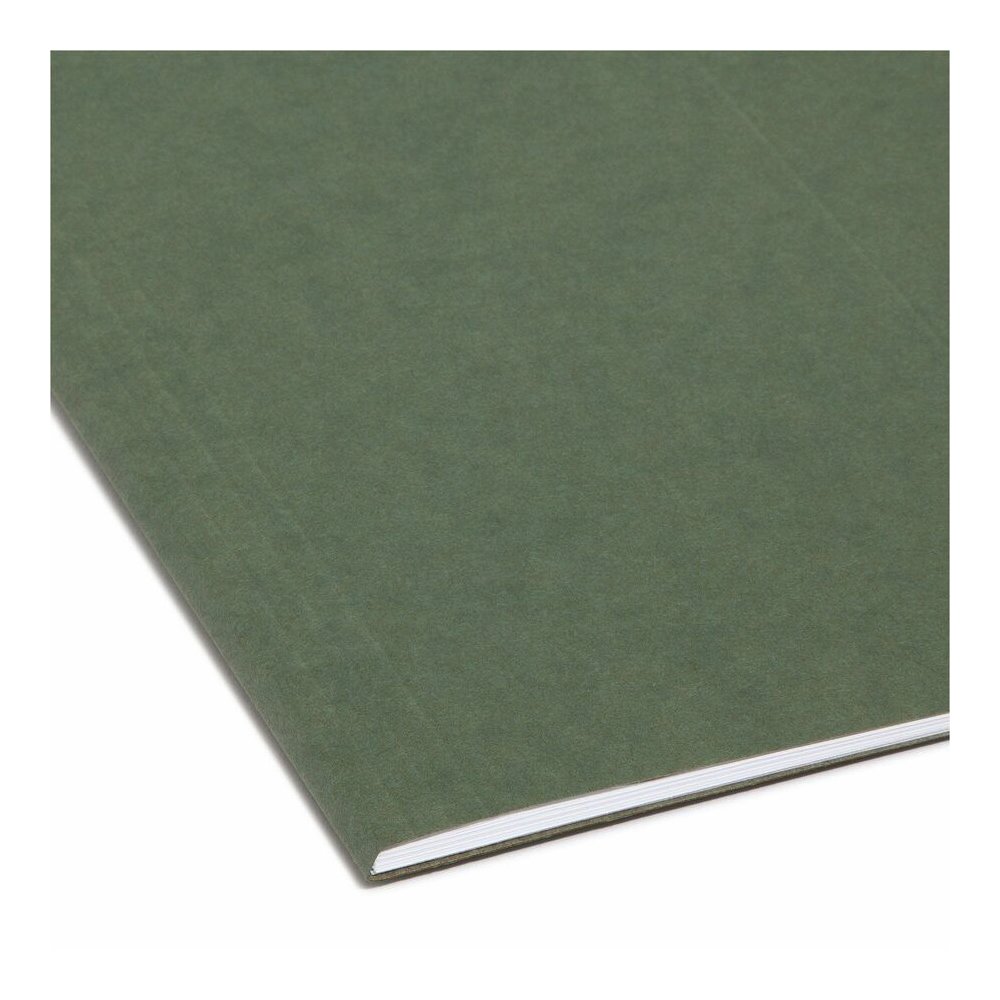 Smead 1/3 Tab Cut Legal Recycled Hanging Folder - 8 1/2" x 14" - Top Tab Location - Assorted Tab Position - 11 pt. - Vinyl - Standard Green - 10% Recycled - 25 / Box. Picture 6