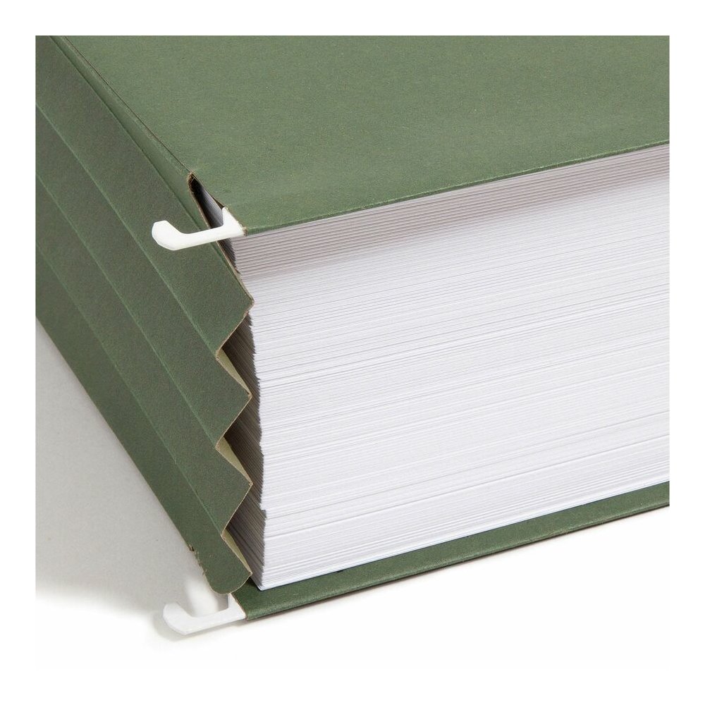 Smead Letter Recycled Hanging Folder - 8 1/2" x 11" - 3 1/2" Expansion - 11 pt. - Standard Green - 30% Recycled - 10 / Box. Picture 6