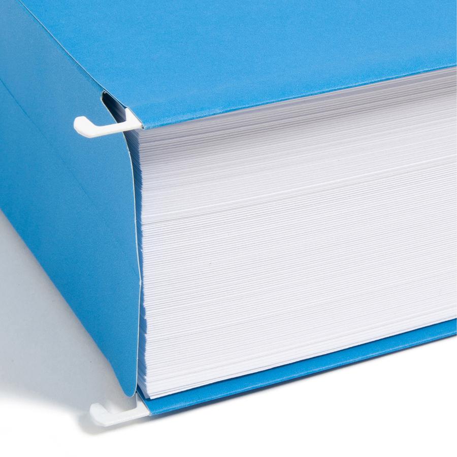 Smead 1/5 Tab Cut Legal Recycled Hanging Folder - 8 1/2" x 14" - 3" Expansion - Top Tab Location - Assorted Position Tab Position - Vinyl - Sky Blue - 10% Recycled - 25 / Box. Picture 2