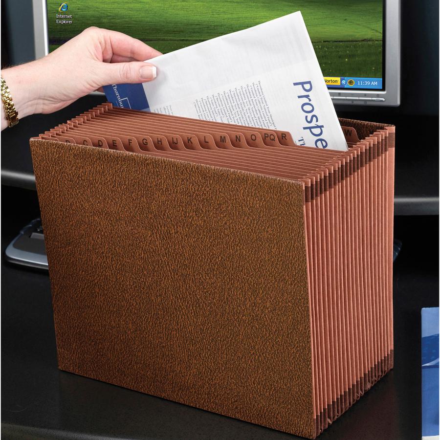 Smead Letter Yes Expanding File - 8 1/2" x 11" - 7/8" Expansion - 21 Pocket - Redrope - Tear Resistant Gusset - 30% Recycled - 1 Each. Picture 2