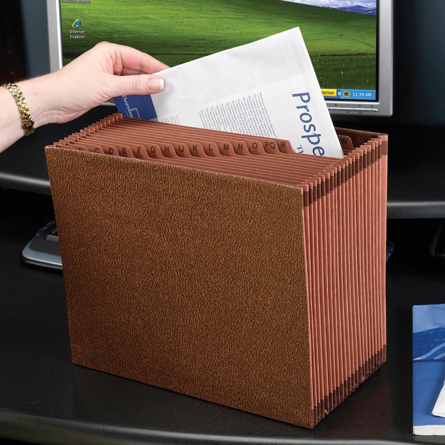 Smead TUFF Legal Recycled Expanding File - 8 1/2" x 14" - 7/8" Expansion - 21 Pocket - Redrope - Tear Resistant, Reinforced Gusset - 30% Recycled - 1 Each. Picture 2