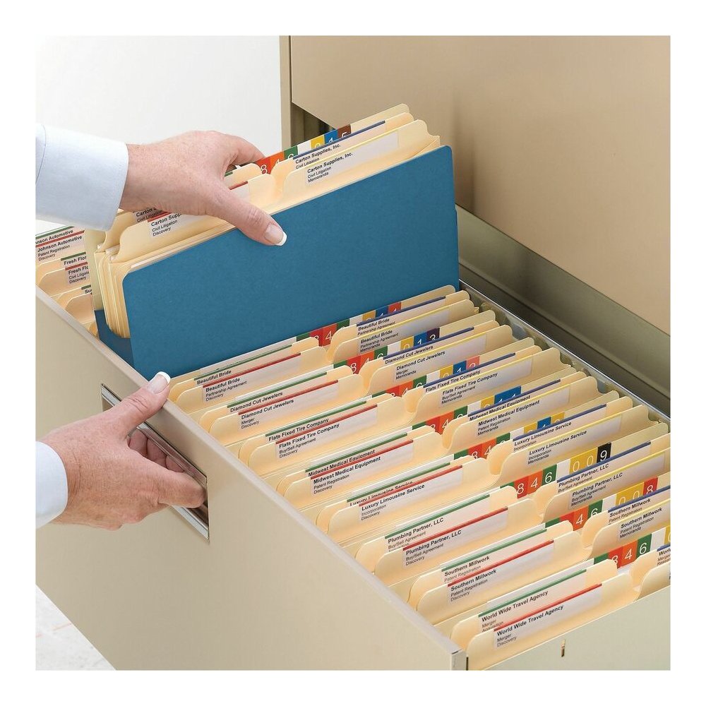 Smead Straight Tab Cut Letter Recycled File Pocket - 8 1/2" x 11" - 3 1/2" Expansion - Top Tab Location - Yellow, Green, Red, Blue, Redrope - Tear Resistant - 10% Recycled - 25 / Box. Picture 4