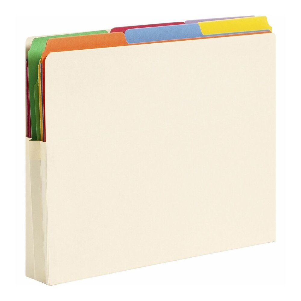 Smead Straight Tab Cut Letter Recycled File Pocket - 8 1/2" x 11" - 1 3/4" Expansion - 2 Plys - Manila - Embossed - 10% Recycled - 25 / Box. Picture 4