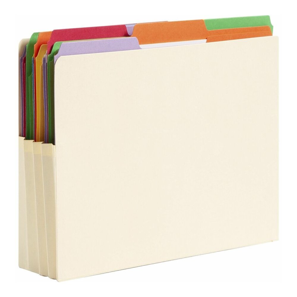 Smead Straight Tab Cut Letter Recycled File Pocket - 8 1/2" x 11" - 3 1/2" Expansion - 2 Plys - Manila - Embossed - 10% Recycled - 25 / Box. Picture 4