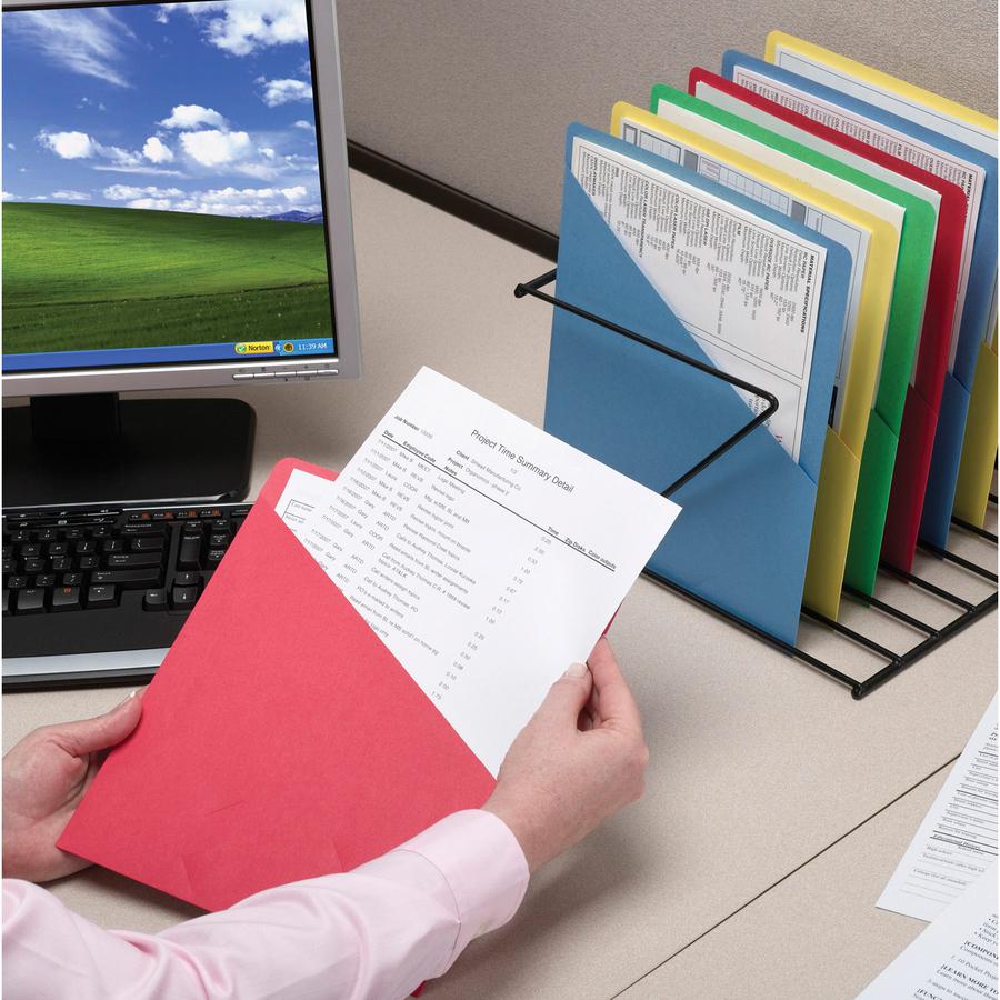 Smead Letter Recycled File Jacket - 8 1/2" x 11" - Manila, Blue, Green, Red, Yellow - 10% Recycled - 25 / Pack. Picture 5