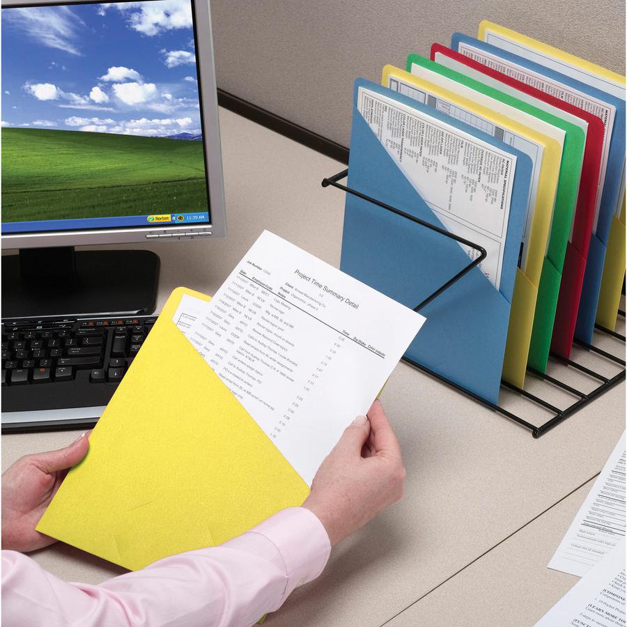 Smead Letter Recycled File Jacket - 8 1/2" x 11" - Yellow - 10% Recycled - 25 / Pack. Picture 5