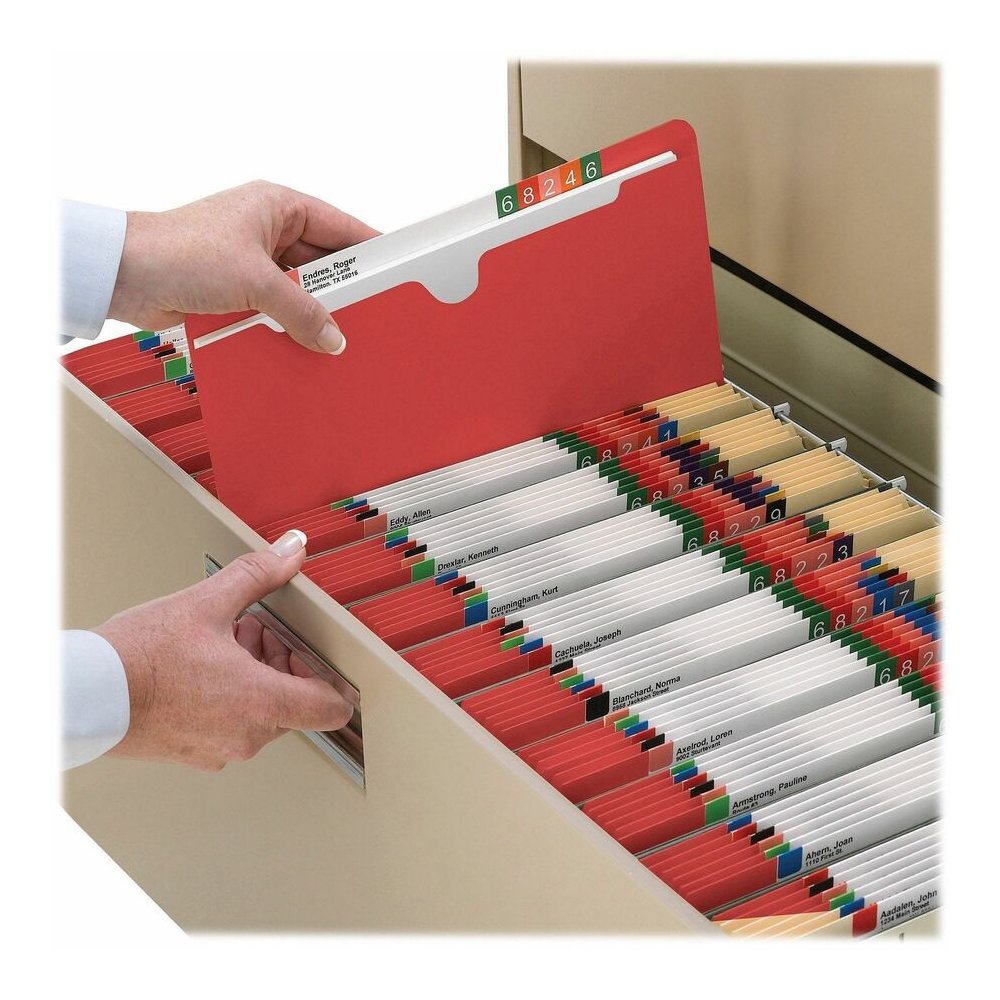 Smead Colored Straight Tab Cut Letter Recycled File Jacket - 8 1/2" x 11" - 11 pt. - 2 Plys - Red - Slip Resistant, Reinforced Tab - 10% Recycled - 100 / Box. Picture 7