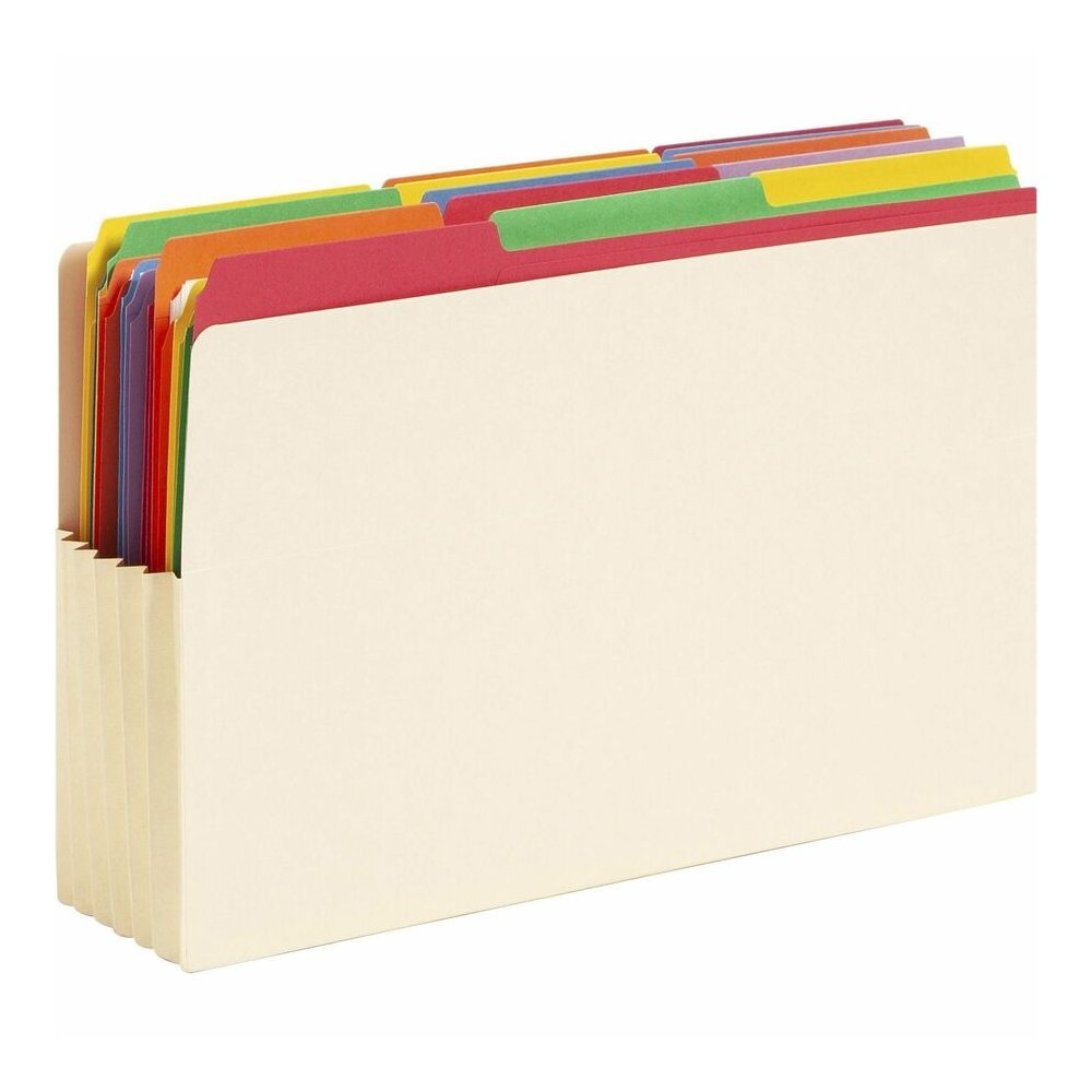 Smead Straight Tab Cut Legal Recycled File Pocket - 8 1/2" x 14" - 5 1/4" Expansion - 11 pt. - 2 Plys - Manila - Reinforced Gusset, Embossed, Tear Resistant - 10% Recycled - 10 / Box. Picture 5