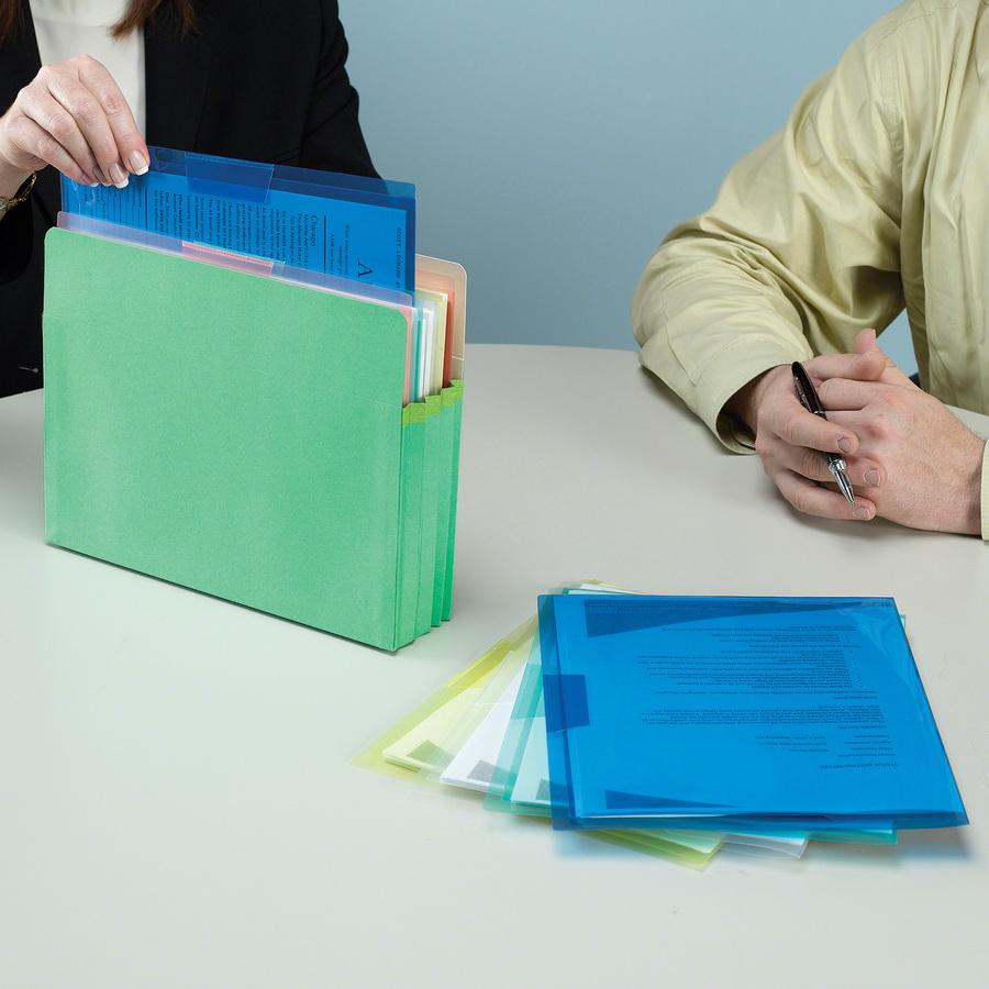 Smead Letter File Jacket - 8 1/2" x 11" - Polypropylene - Blue, Clear, Green, Red, Yellow - 5 / Pack. Picture 4
